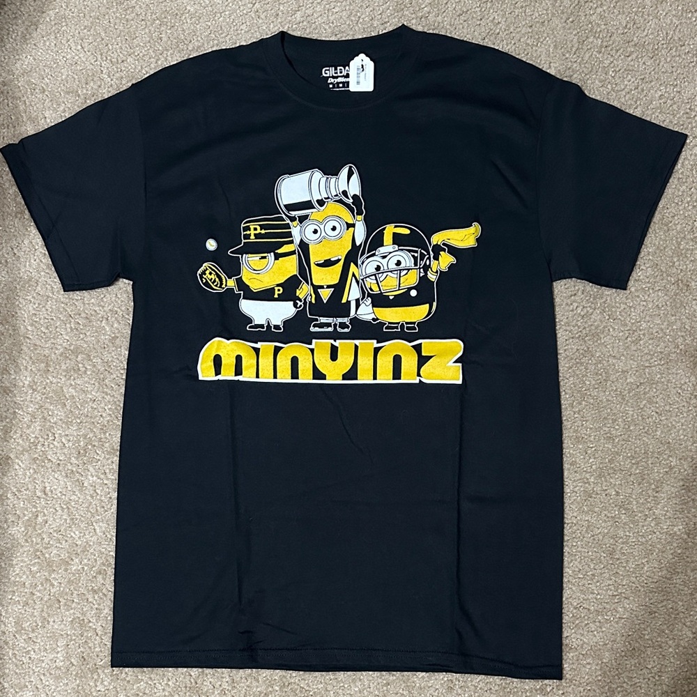 Gildan Black T-Shirt with Minions Graphic - Pittsburgh Themed